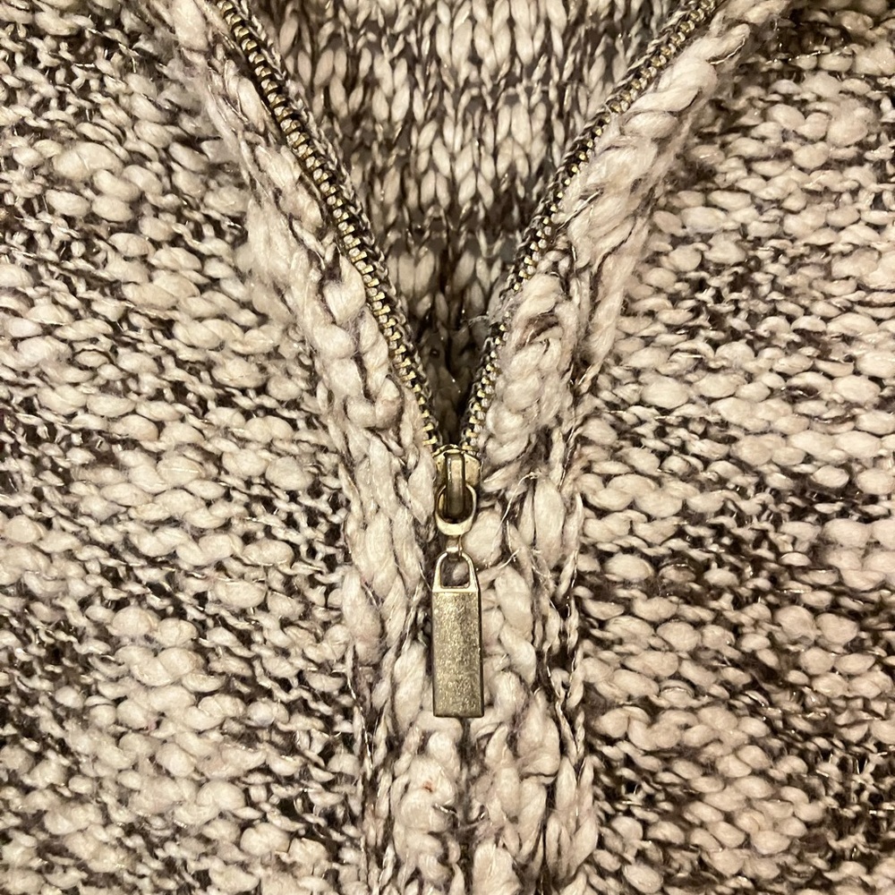 Charter Club Brown Knit Sweater Vest with Faux Fur Collar - Picture 3 of 4